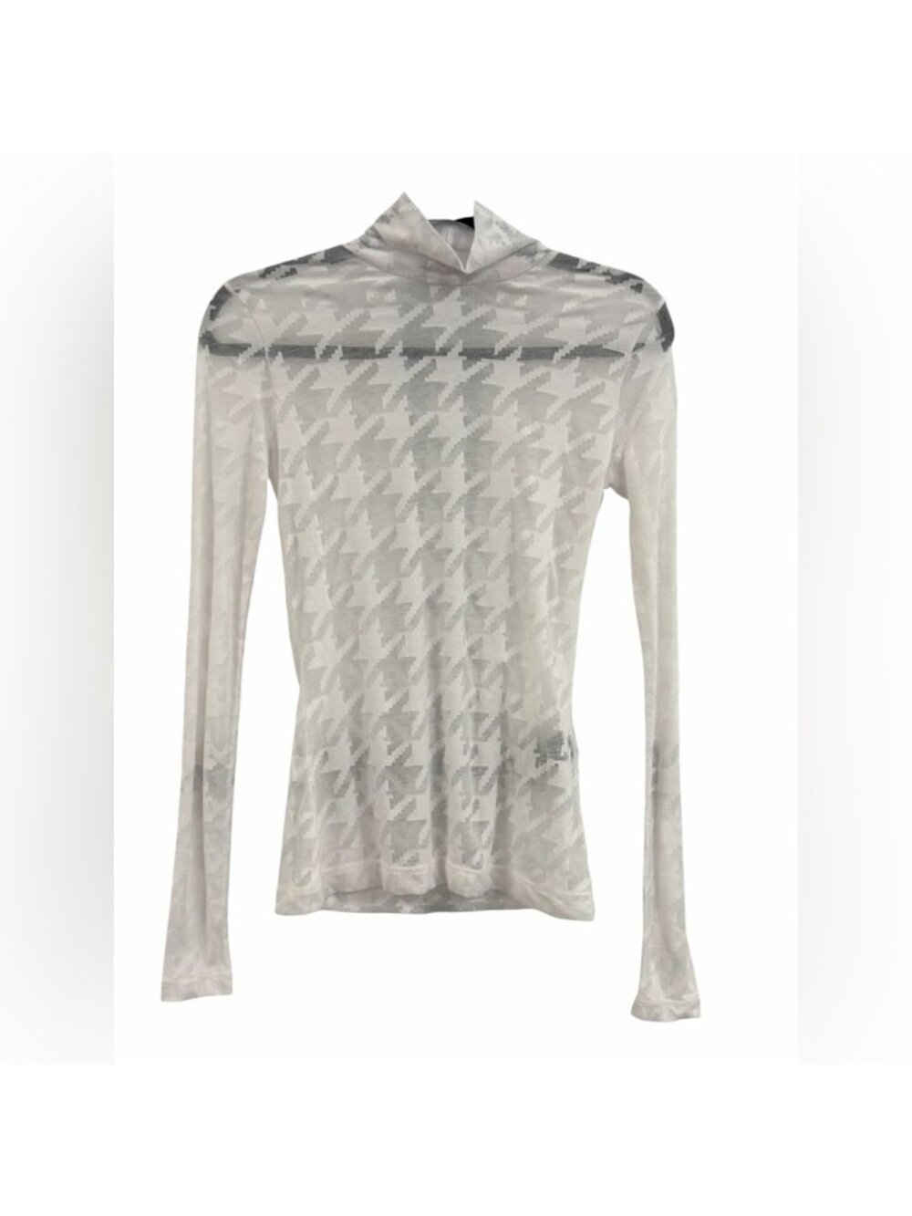 Rag & Bone Valencia Houndstooth Turtleneck Sheer Mesh Top Small - Picture 3 of 5